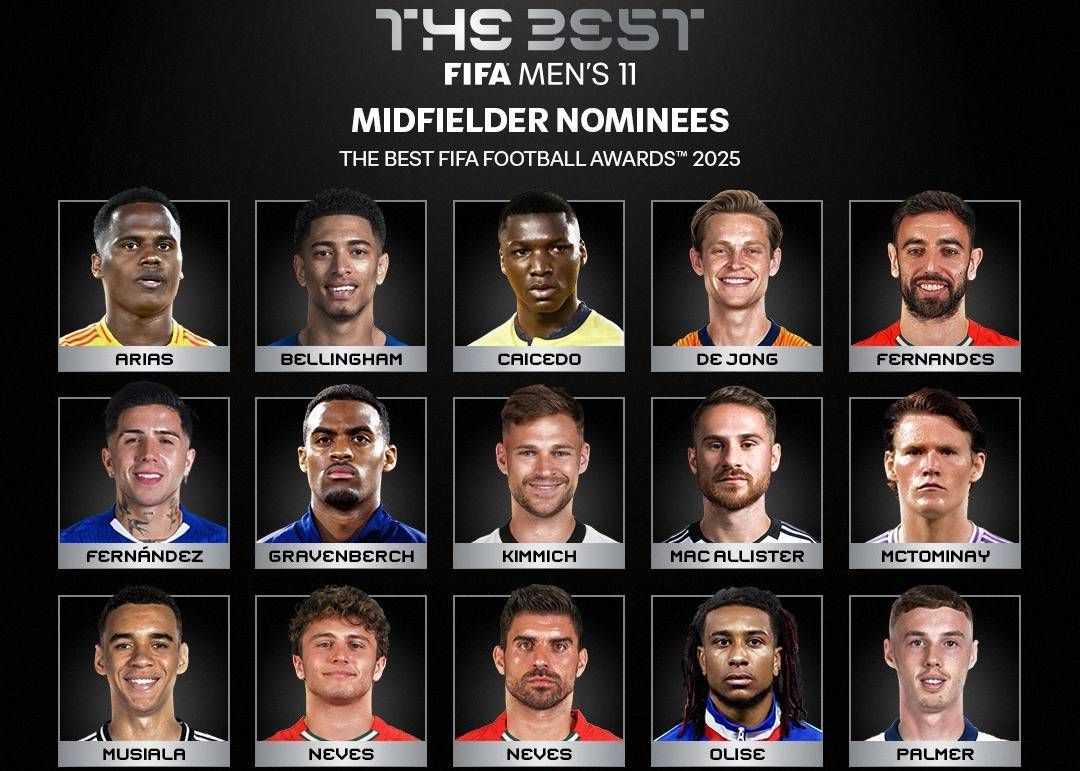 Kandidaten für den Titel „Bester Mittelfeldspieler des Jahres“ der FIFA: Vitinha liegt an der Spitze, B Fee und Wirtz stehen auf der Liste